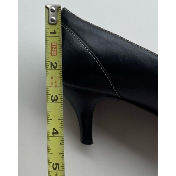 Vintage Ann Taylor Womens Black Kitten Heels w/Square Toes Buckle Stiched Sz 7 - Picture 8 of 16